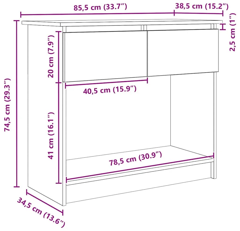 ΤΡΑΠΕΖΙ ΚΟΝΣΟΛΑΣ ΜΕ ΣΥΡΤΑΡΙΑ ΓΚΡΙ SONOMA 85,5X38,5X74,5 CM 861396