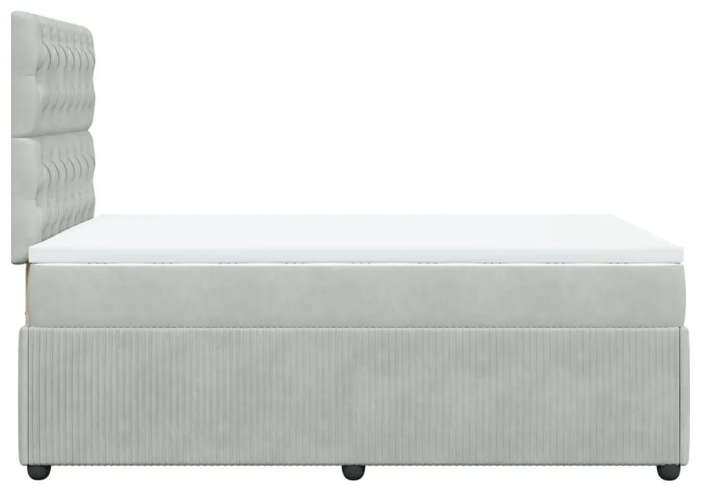 vidaXL Κρεβάτι Boxspring με Στρώμα Ανοιχτό Γκρι 120x200 εκ. Βελούδινο