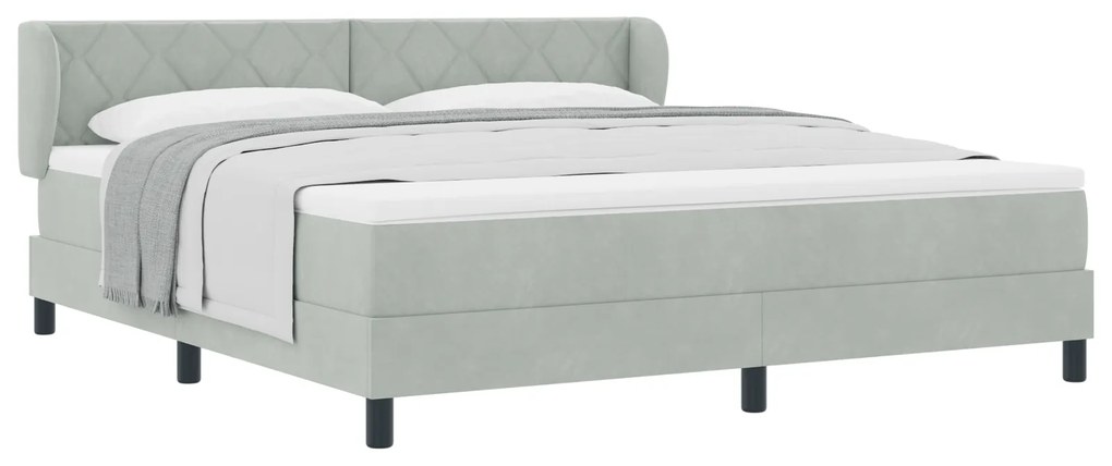 vidaXL ΒίνταXL Κρεβάτι Box Spring με Στρώμα σε Ανοιχτό Γκρι, 180x200 εκ, Βελούδο