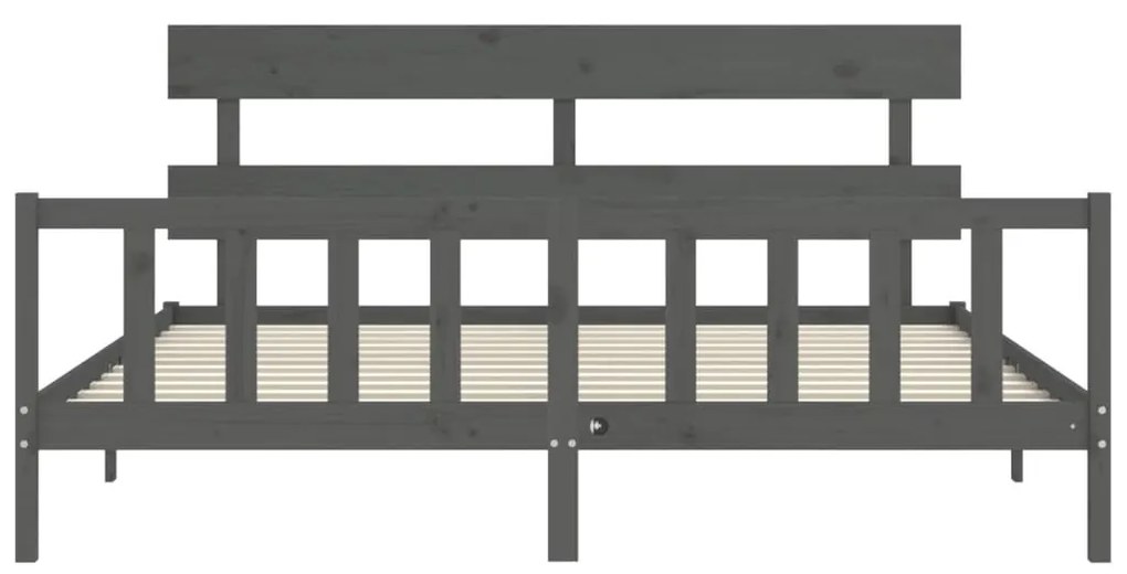 vidaXL Πλαίσιο Κρεβατιού με Κεφαλάρι Γκρι 200x200 εκ. Μασίφ Ξύλο