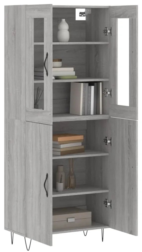 vidaXL Ντουλάπι Γκρι Sonoma 69,5 x 34 x 180 εκ. Επεξεργασμένο Ξύλο