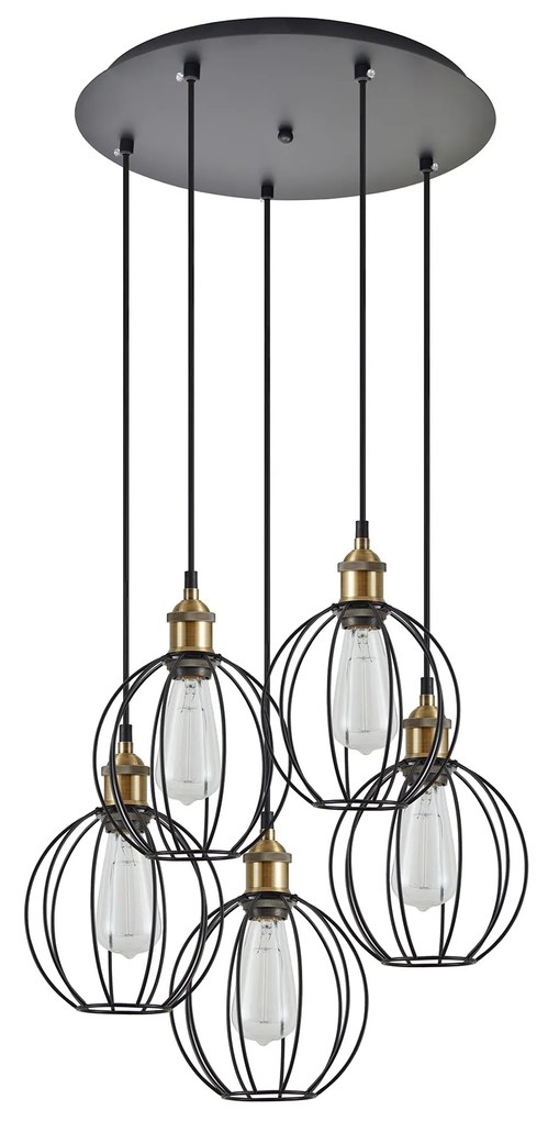 SE21-BR-10-5BL-GR2 MAGNUM Bronze Metal Pendant Black Metal Grid with Black Fabric Cable+ HOMELIGHTING 77-8715