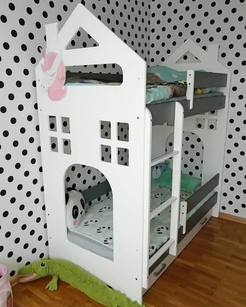 Παιδική Κουκέτα House  White + Grey  80x180cm  BC50025A BabyCute (Δώρο τα Στρώματα)