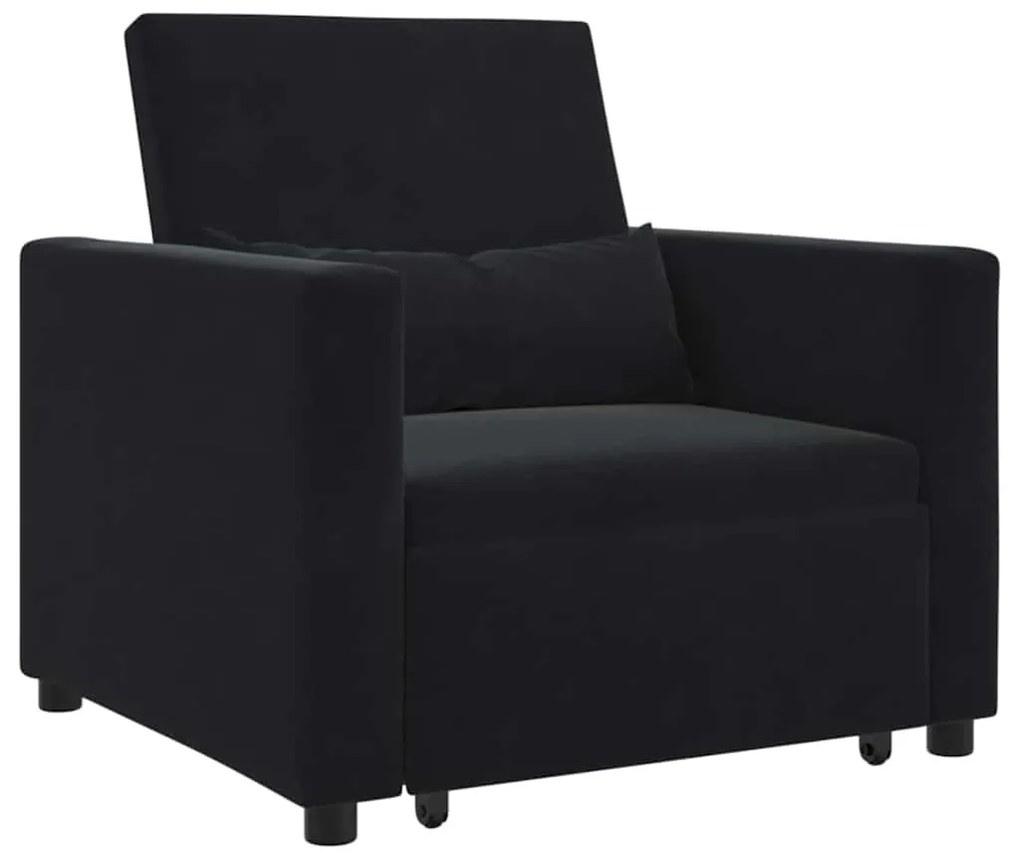 vidaXL Μονός καναπές-κρεβάτι Μαύρο 90 x 165 x 87 εκ. Βελούδο