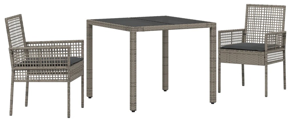 vidaXL Σέτ φαγητού για κήπο 3 pcs Γκρι 90 x 90 x 75 cm