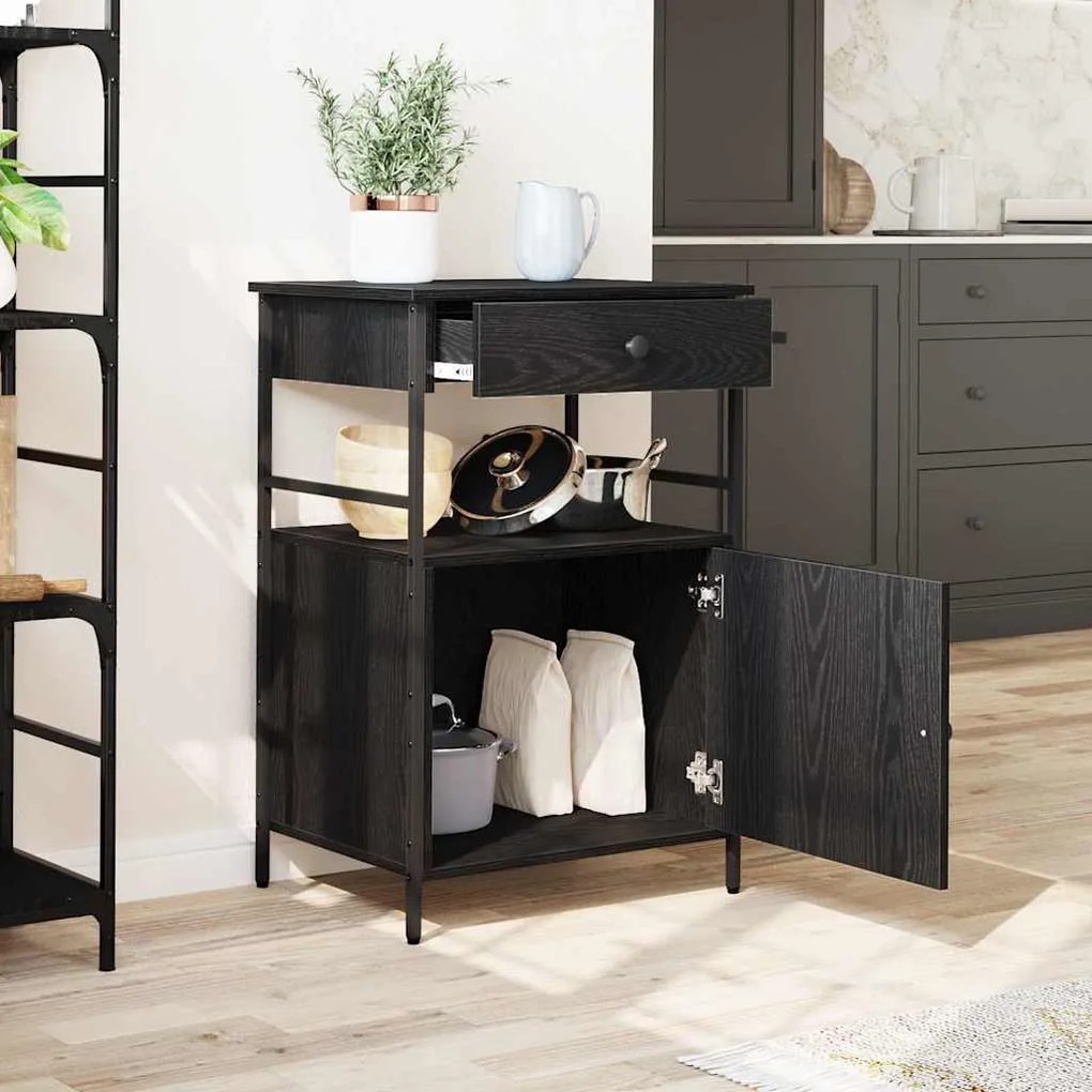 vidaXL Καλάθι Κουζίνας Μαύρης Δρυός 56x43x89.5 εκ. Κατασκευασμένο Ξύλο