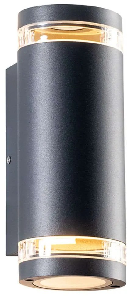 Φωτιστικό Τοίχου - Απλίκα LG6007G 9,2x23,3cm 2xGU10 35W IP54 Dark Grey Aca Aluminium, Glass