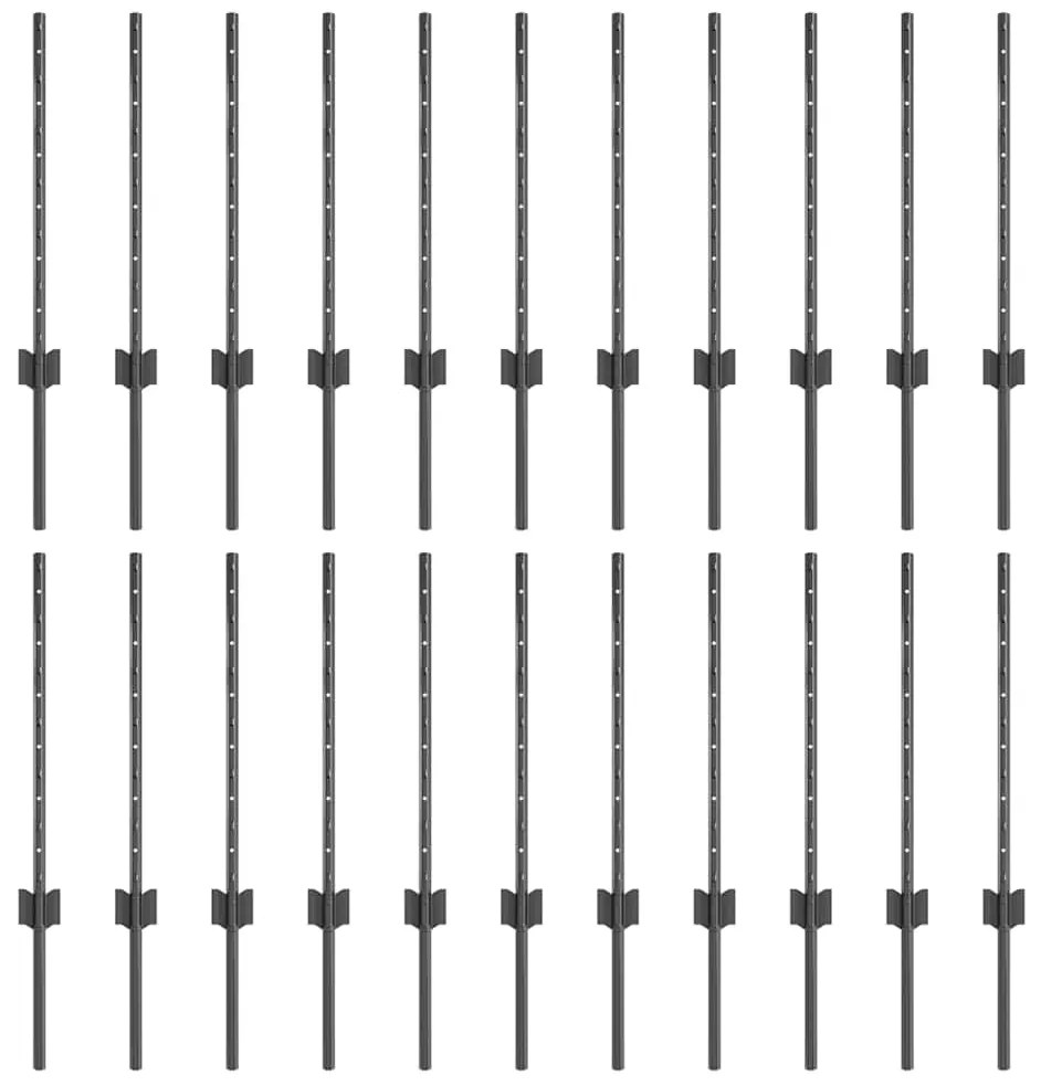 vidaXL Πό posts φράχτη 22 pcs Γκρι Ατσάλι