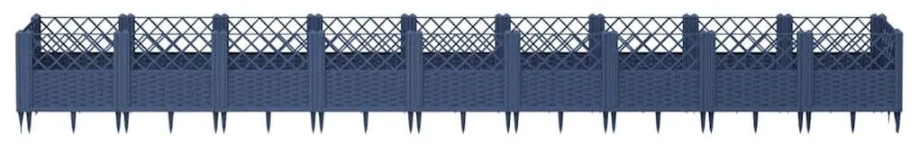 vidaXL Ζαρντινιέρα με Πασσάλους Μπλε Γκρι 363,5x43,5x43,5εκ. Πολυπροπυλένιο