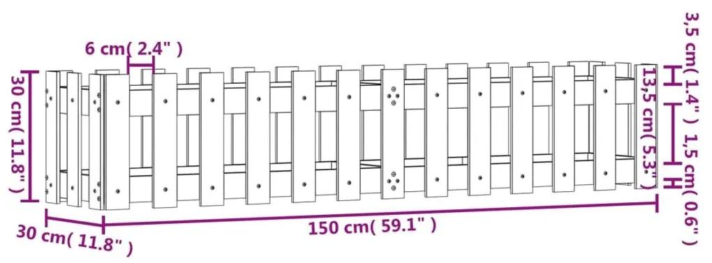 Ζαρντινιέρα Υπερυψωμένη Φράχτης 150x30x30 εκ Μασίφ Ψευδοτσούγκα - Καφέ