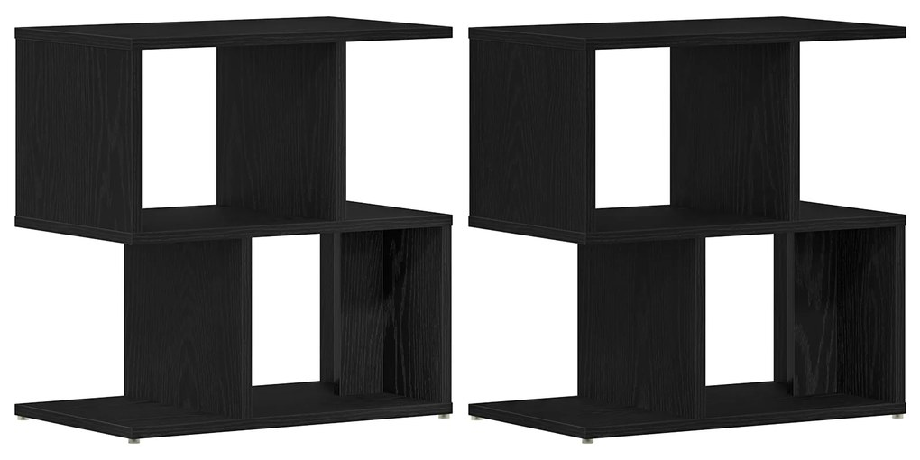 vidaXL Κομοδίνο 2 τμχ Μαύρο Δρυς 50x30x51,5 εκ Τεχνητό Ξύλο