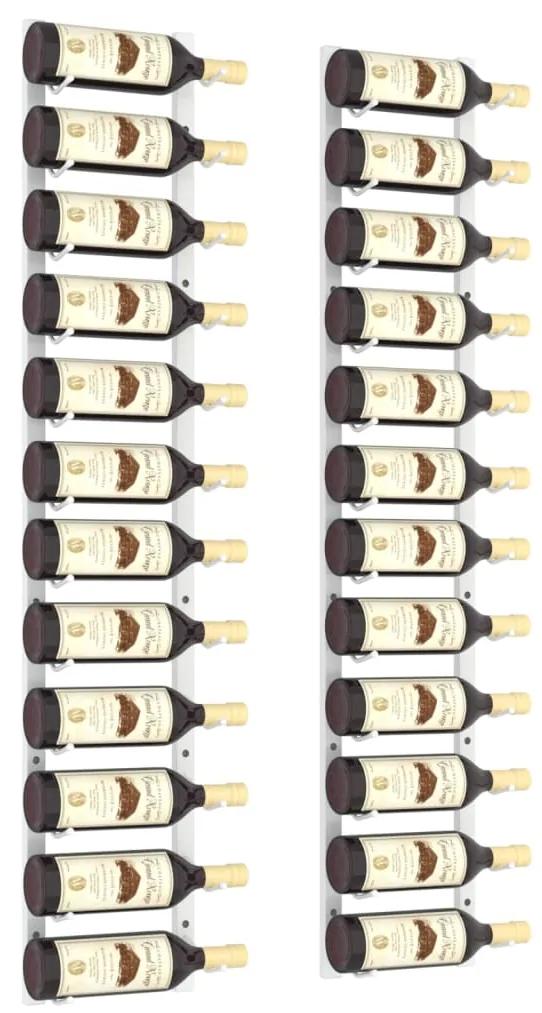 vidaXL Ραφιέρες Κρασιών Τοίχου για 12 Φιάλες 2 τεμ. Λευκές Σιδερένιες