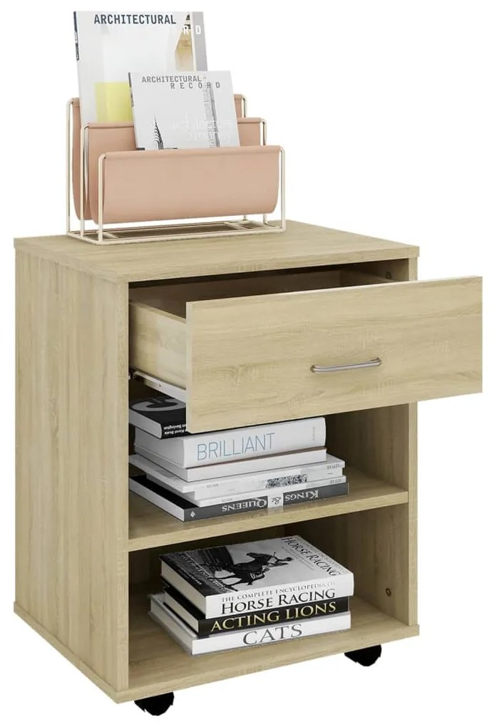 vidaXL Ντουλάπι Τροχήλατο Sonoma Δρυς 46 x 36 x 59 εκ. από Επεξ. Ξύλο