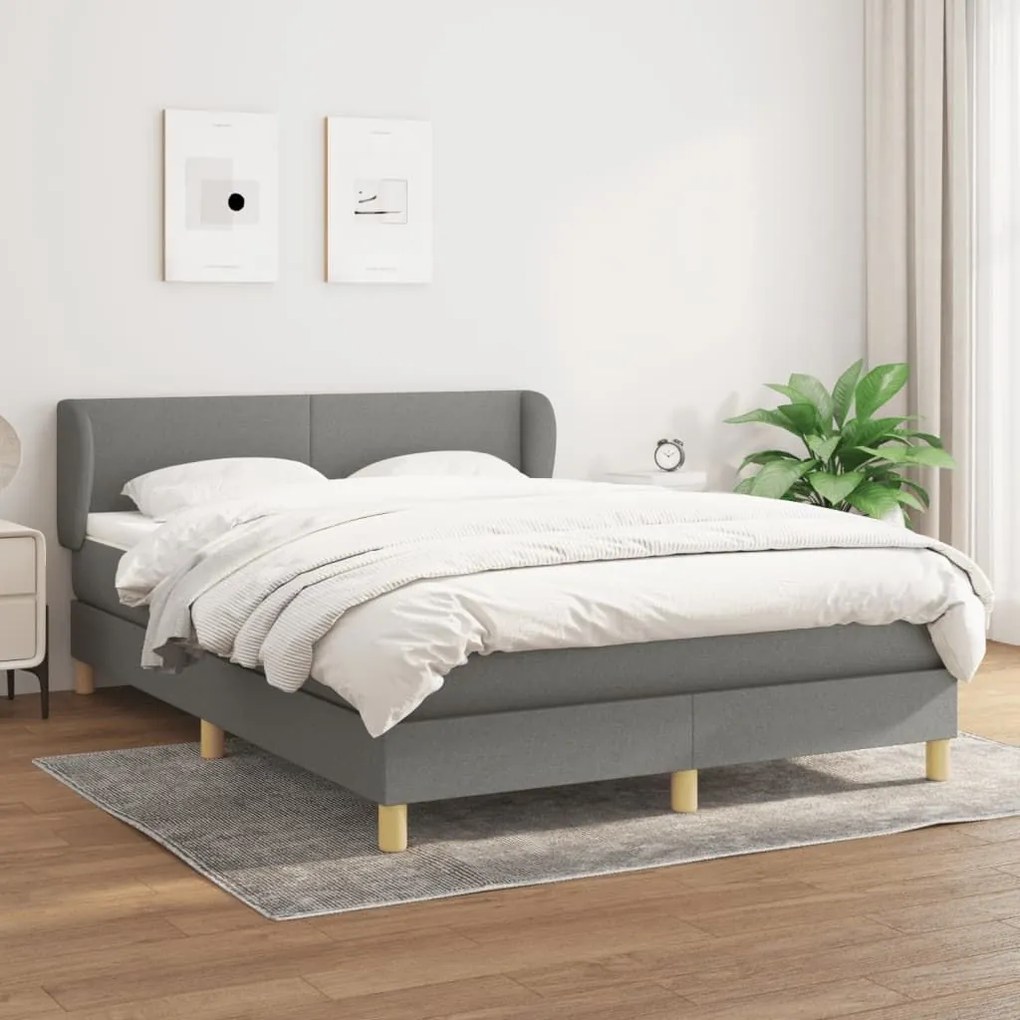 ΚΡΕΒΑΤΙ BOXSPRING ΜΕ ΣΤΡΩΜΑ ΣΚΟΥΡΟ ΓΚΡΙ 140X190 ΕΚ. ΥΦΑΣΜΑΤΙΝΟ 3126638