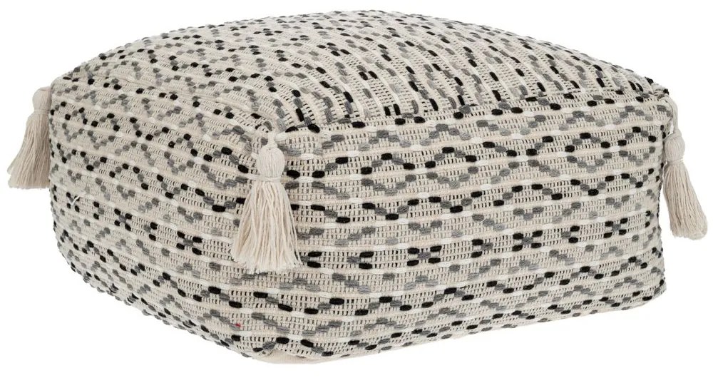 Πουφ Δαπέδου Υφασμάτινο Polycotton Εκρού-Γκρι-Μαύρο 40x40x20εκ. iliadis 90214