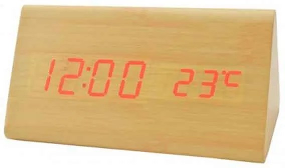 Ξύλινο Ψηφιακό Ρολόι LED με Θερμόμετρο VST-861 – LED Wooden Clock with Temperature Display