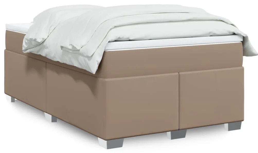 vidaXL Κρεβάτι Boxspring με Στρώμα Καπουτσίνο 120x200εκ.από Συνθ.Δέρμα