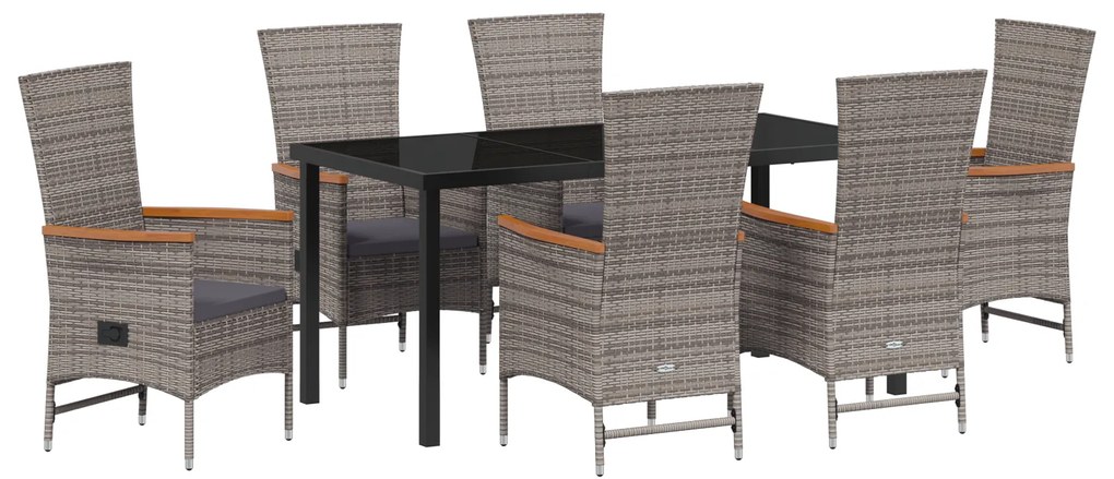 vidaXL Εξωτερικές Καρέκλες 7 pcs Γκρι 160 x 80 x 73 εκ PE Ρατάν