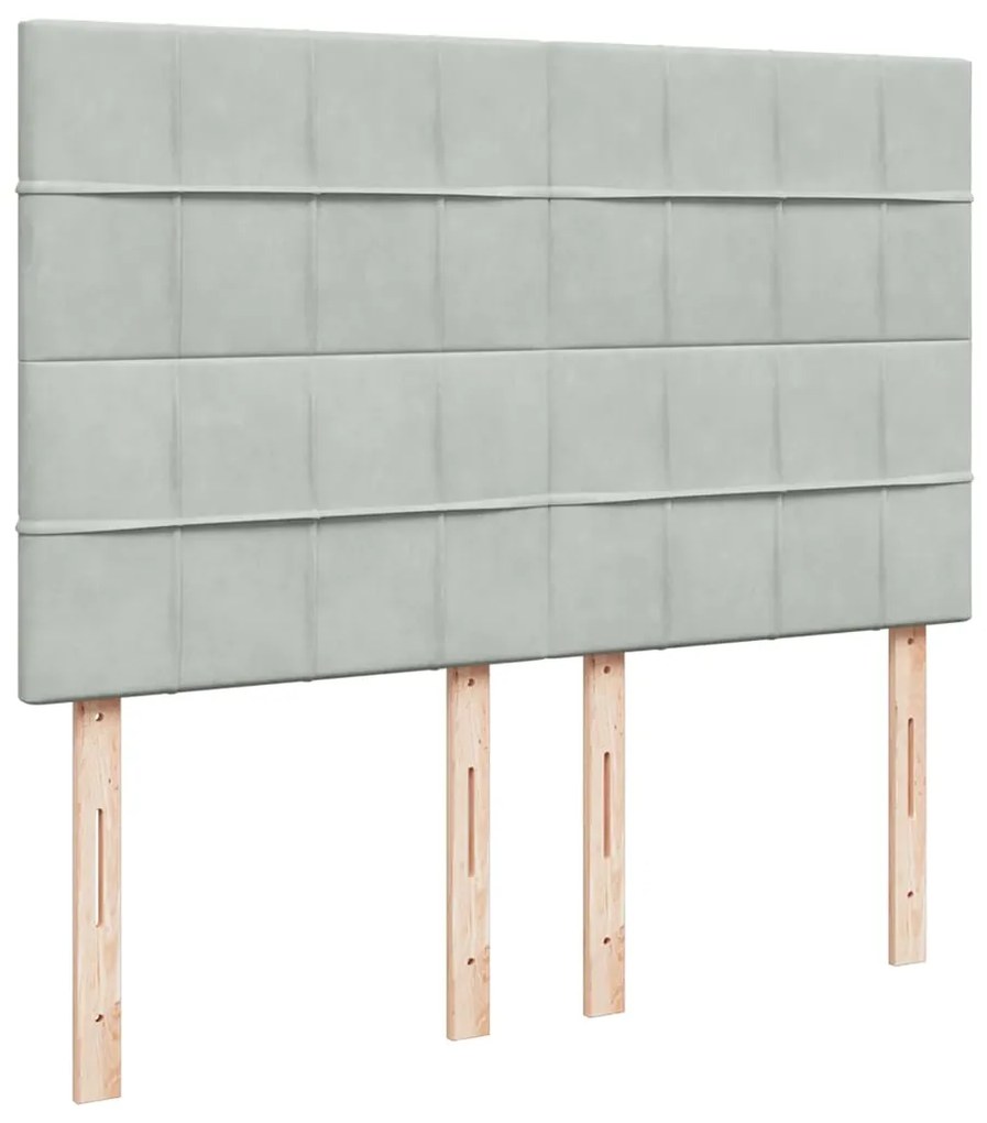 vidaXL Κρεβάτι Boxspring με Στρώμα Ανοιχτό Γκρι 140x190 εκ. Βελούδινο