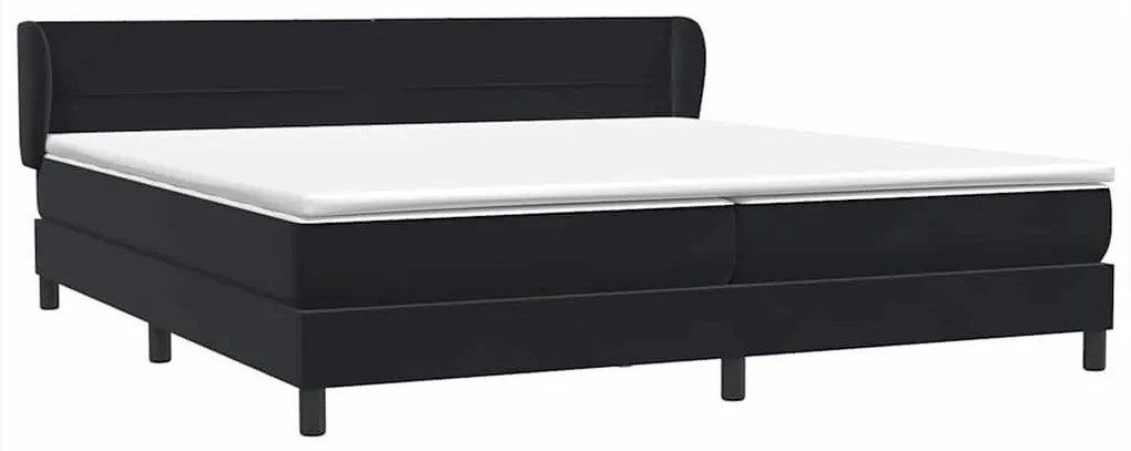 Box Spring Κρεβάτι με στρώματα Μαύρο 200x210 cm Βελούδινο - Μαύρο