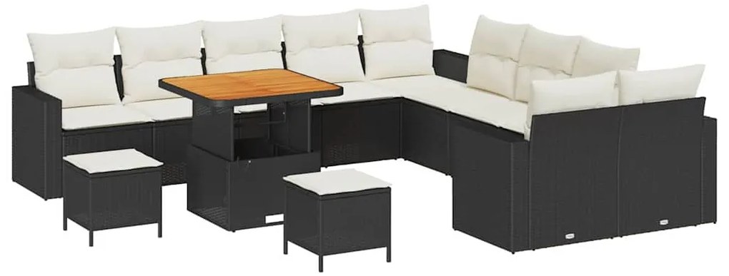 vidaXL Σετ Καναπέ Κήπου 13 pcs Μαύρο συνθετικό ρατάν