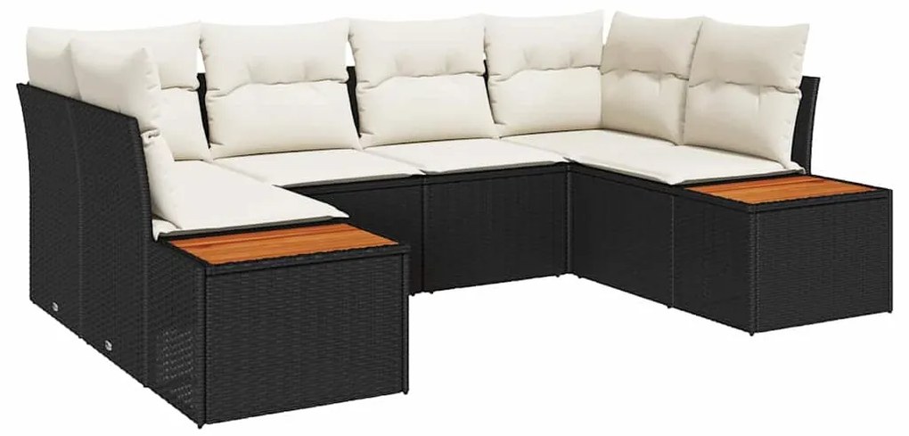 vidaXL Σετ Καναπέ Κήπου με μαξιλάρι 6 pcs Μαύρο Πολυ ράταν