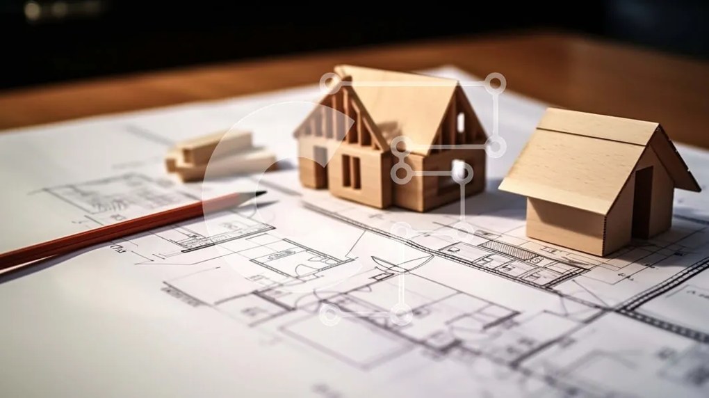 Intra Συλλεκτικό Ξύλινο Παζλ Plywood  4mm - Ξύλινο μπλοκ σπίτι σε σχεδιάγραμμα με μολύβι Σε Ξύλινο Κουτί - Διαστάσεις: 10x10 cm – 25 κομμάτια