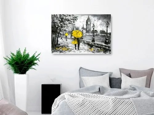 Πίνακας - Walk in London (1 Part) Wide Yellow - 90x60