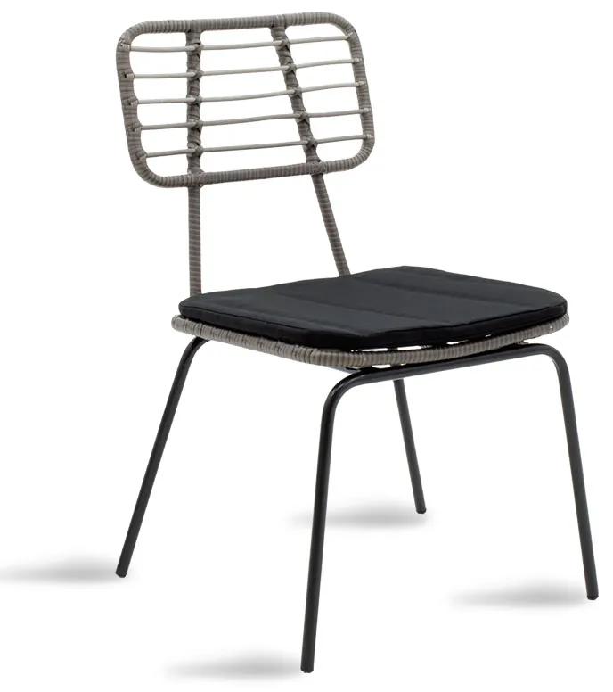 Καρέκλα Naoki μέταλλο μαύρο-pe γκρι Υλικό: METAL-PE RATTAN 140-000014