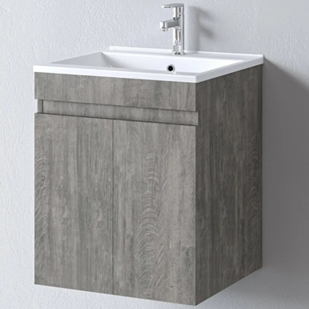 Έπιπλο Μπάνιου Πάγκος Με Νιπτήρα Omega 50 S3BOM050BEN 50x46x60cm Grey-White Πορσελάνη,Μελαμίνη