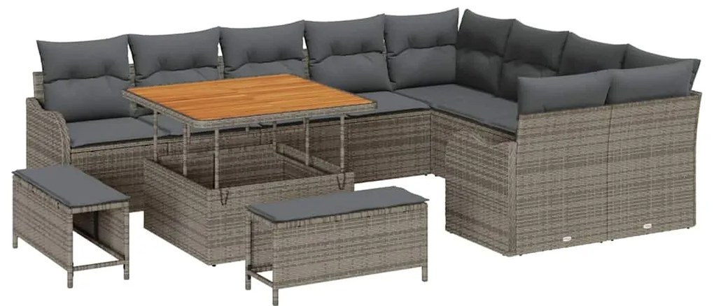 vidaXL Σετ Καναπέ Κήπου 12 pcs Γκρι συνθετικό ρατάν