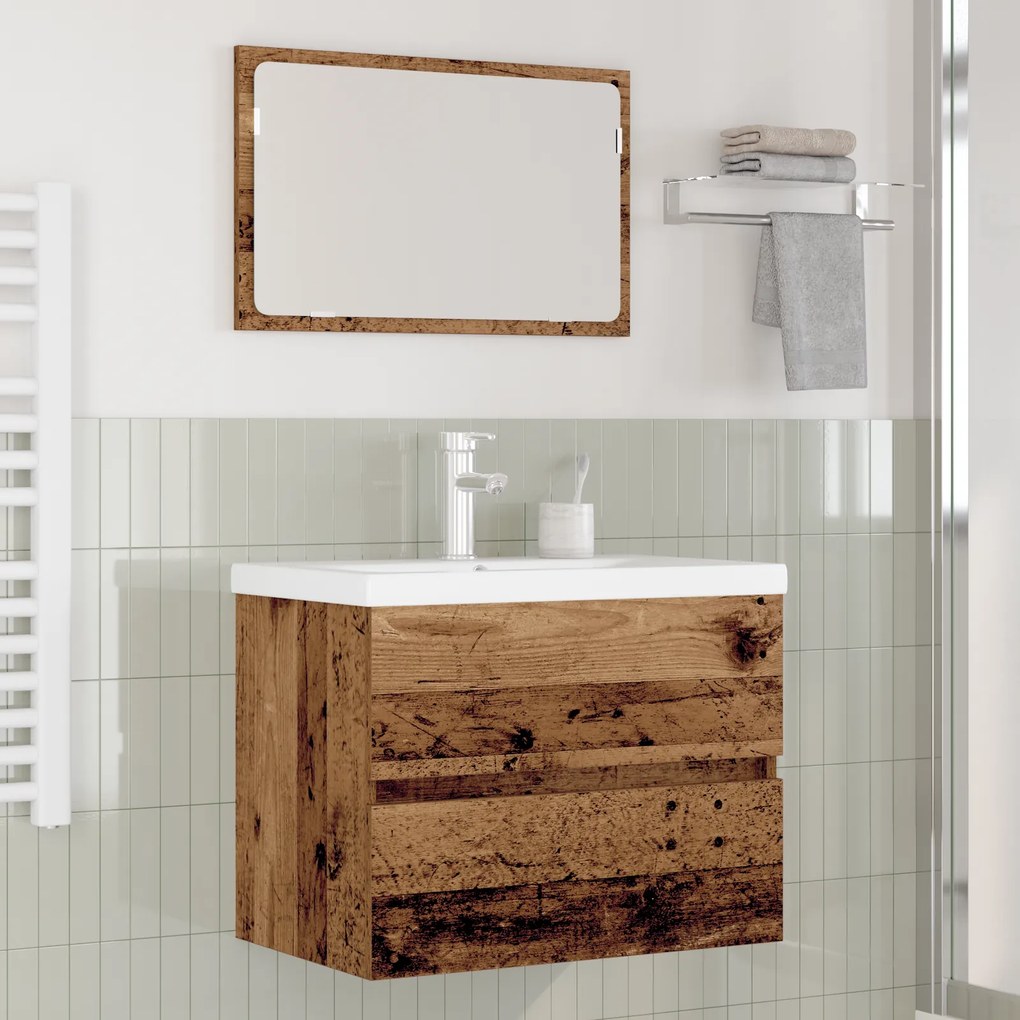 vidaXL Σετ Επίπλων Μπάνιου 3 pcs Παλιό ξύλο 60 x 38.5 x 45 cm