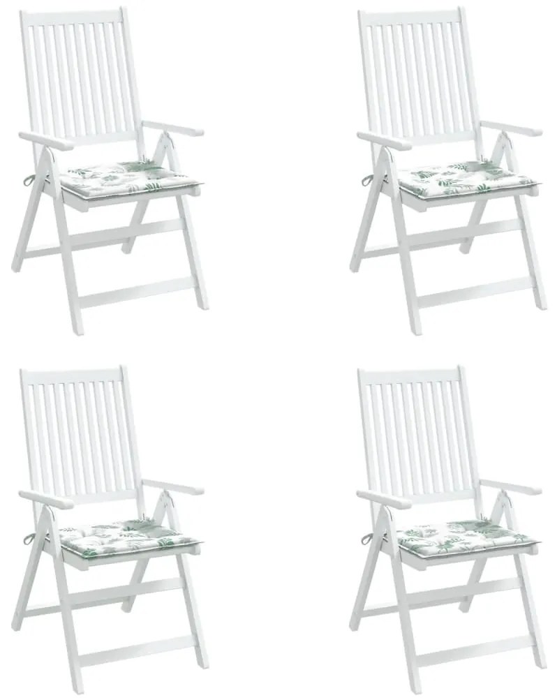 vidaXL Μαξιλάρια Καρέκλας 4 τεμ. Σχέδιο Φύλλων 50x50x3 εκ. Υφασμάτινα