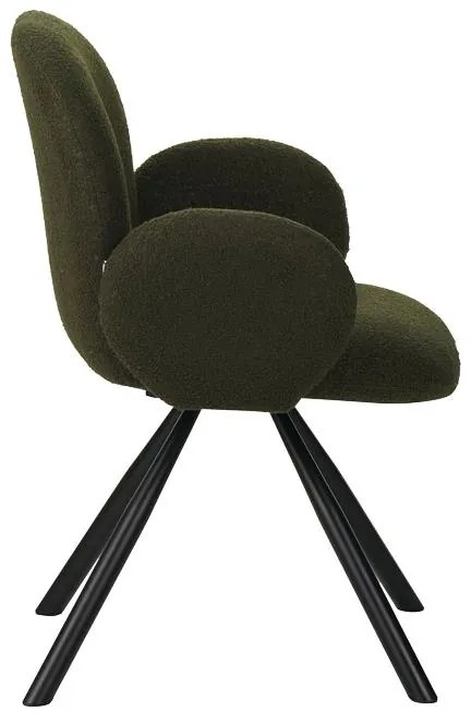 Καρέκλα - Πολυθρόνα Garzele Inart πράσινο μπουκλέ ύφασμα-πόδι μαύρο μέταλλο 68x66x82.5εκ 68x66x82.5 εκ.