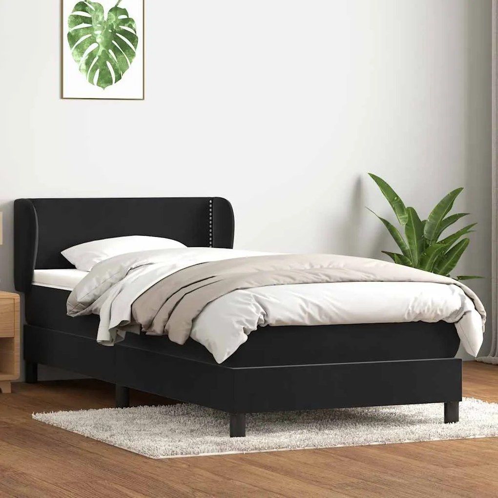 Box Spring Κρεβάτι με στρώμα Μαύρο 100x210 cm Βελούδινο