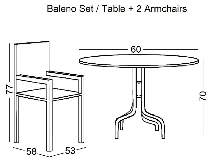 BALENO SET ΚΗΠΟΥ - ΒΕΡΑΝΤΑΣ: ΤΡΑΠΕΖΙ + 2 ΠΟΛΥΘΡΟΝΕΣ ΜΕΤΑΛΛΟ ΑΣΠΡΟ - WICKER BEIGE