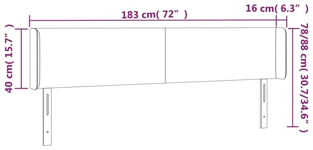 Κεφαλάρι με Πτερύγια Ανοιχτό Γκρι 183x16x78/88 εκ. Βελούδινο - Γκρι