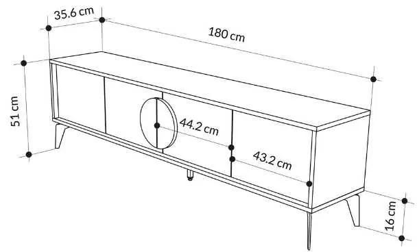 Έπιπλο τηλεόρασης Gora Megapap χρώμα sapphire oak - λευκό 180x35,6x51εκ.