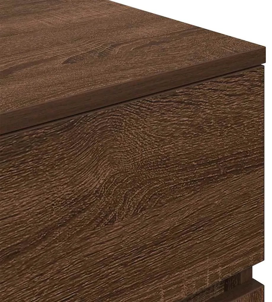Κομοδίνα 2 τεμ. Καφέ Δρυς 39x35x65 εκ. Επεξεργασμένο Ξύλο - καφέ δρυς