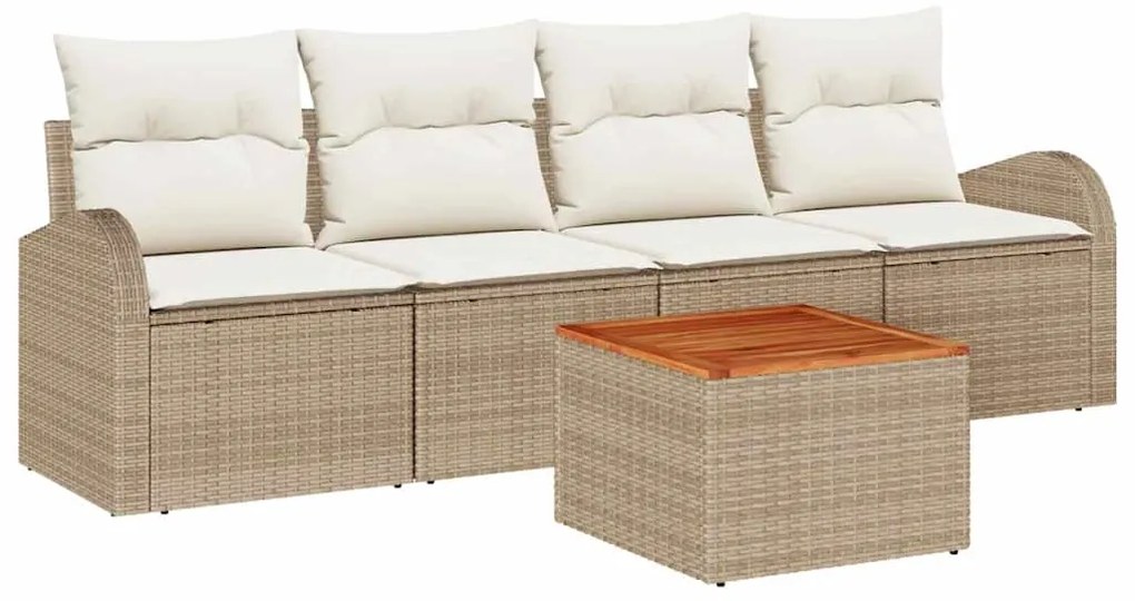 vidaXL Σετ Καναπέ Κήπου με μαξιλάρι 5 pcs Μπεζ συνθετικό ρατάν