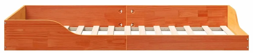 vidaXL Κρεβάτι δαπέδου Καφέ κεριού 90 x 190 cm Μασίφ ξύλο πεύκου