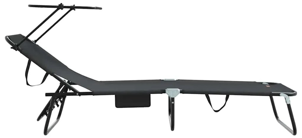 vidaXL Πτυσσόμενη ξαπλώστρα 2 pcs Μαύρο 56 x 190 x 81εκ ύφασμα