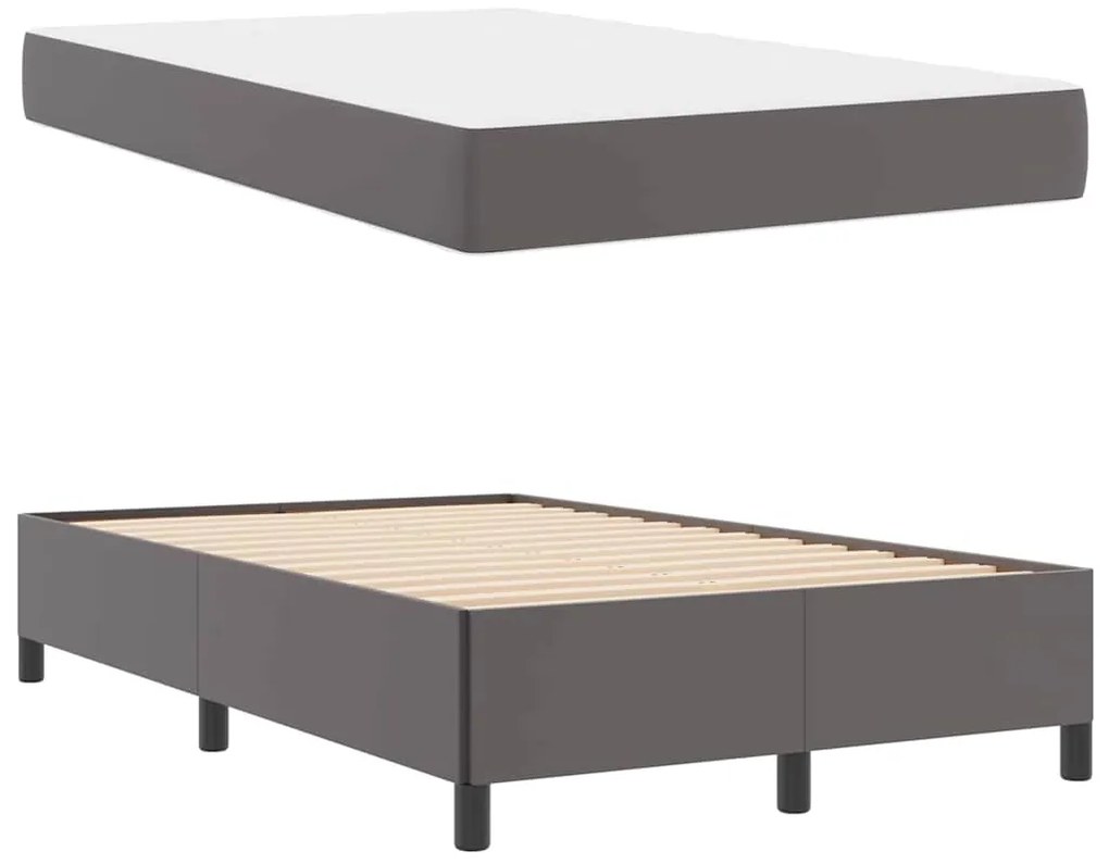 vidaXL Σκελετός κρεβατιού με στρώμα Γκρι 120 x 200 cm Τεχνητό δέρμα