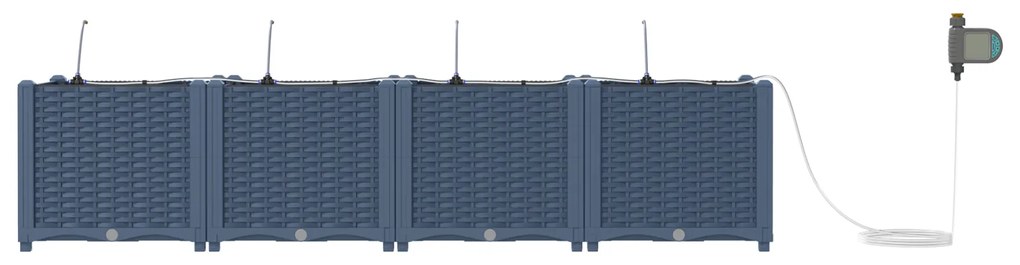 vidaXL Γλάστρες Κήπου 1 τεμ Γκρι 160 x 40 x 37.5 cm Πλαστικό