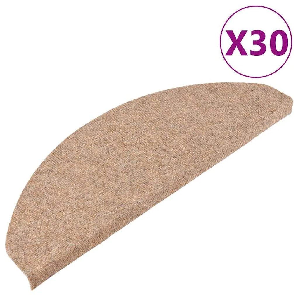 vidaXL Πατάκια Σκάλας Αυτοκόλλητα 30 τεμ. Μπεζ 65 x 22,5 x 3,5 εκ.