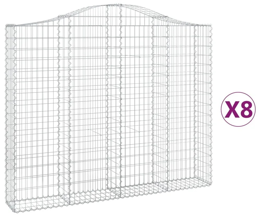 vidaXL Συρματοκιβώτια Τοξωτά 8 τεμ. 200x30x160/180 εκ. Γαλβαν. Ατσάλι