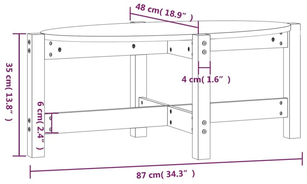 Τραπεζάκι Σαλονιού Καφέ Μελί 87x48x35 εκ. Μασίφ Ξύλο Πεύκου - Καφέ