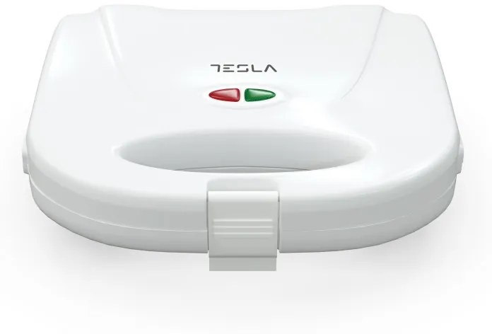 Τοστιέρα για 2 τοστ Tesla SM100W, 750W, Πλάκες κατασκευασμένες από κράμα αλουμινίου με αντικολλητική επίστρωση, 135℃ - 205℃, Λευκό χρώμα