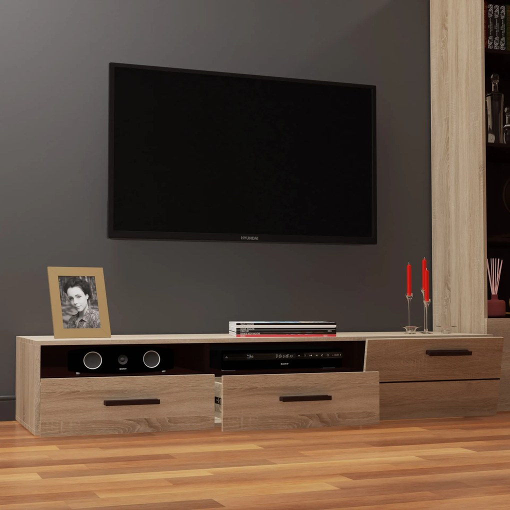 Επιπλο TV Solo 180x52x34 αριστερό Sonoma-Wenge MDF Καμπυλωτό τελείωμα στις πόρτες - TO-SOLOTV2S1DL - TO-SOLOTV2S1DL