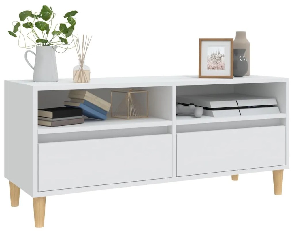 vidaXL Έπιπλο Τηλεόρασης Λευκό 100x34,5x44,5 εκ. Επεξεργασμένο Ξύλο